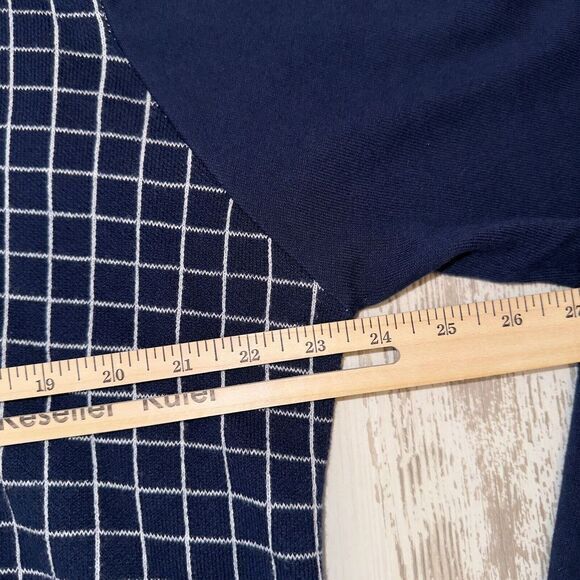 adidas Sweater Mens Large Navy Knit Cotton Ribbed Hem and Cuff V Neck Pullover - Picture 6 of 11